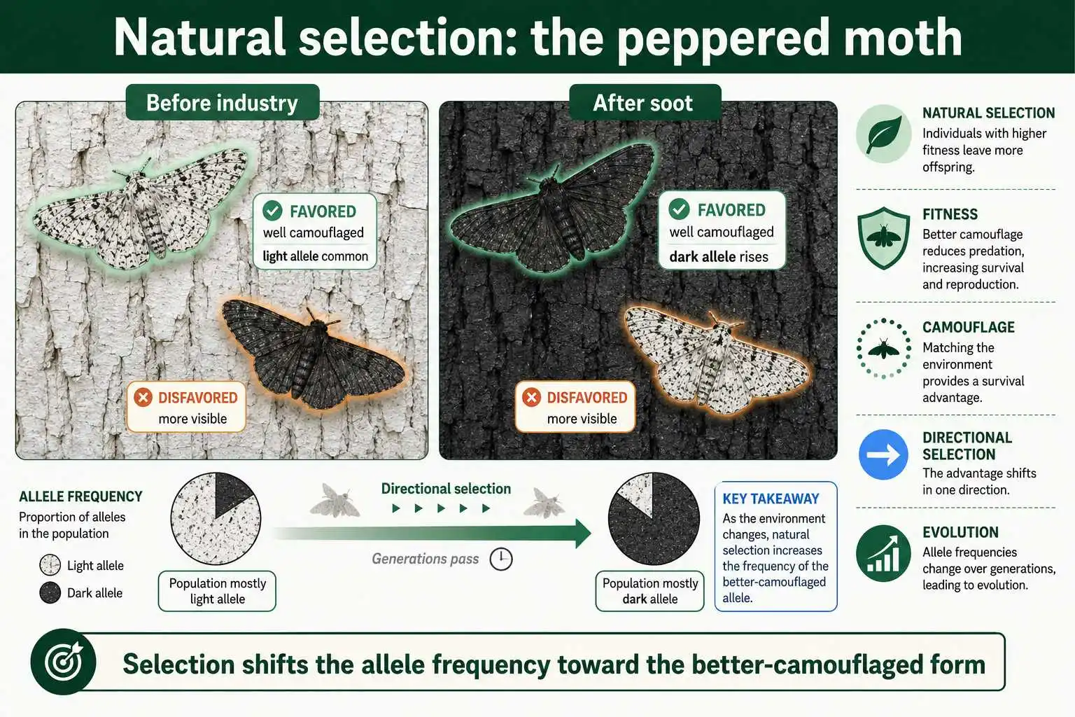 Peppered moth selection example
