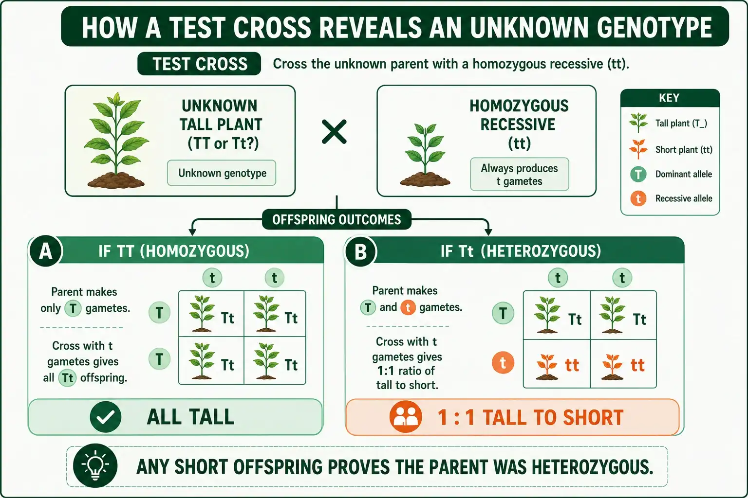Test cross reveals genotype