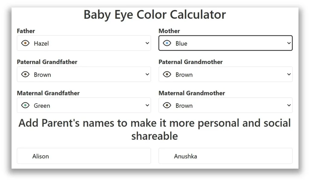 Choose parents eye color