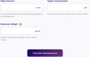 Oligo Resuspension Calculator