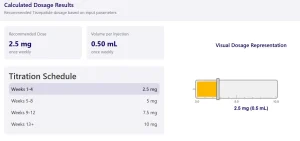 Result of Tirzepatide Dosage Calculator